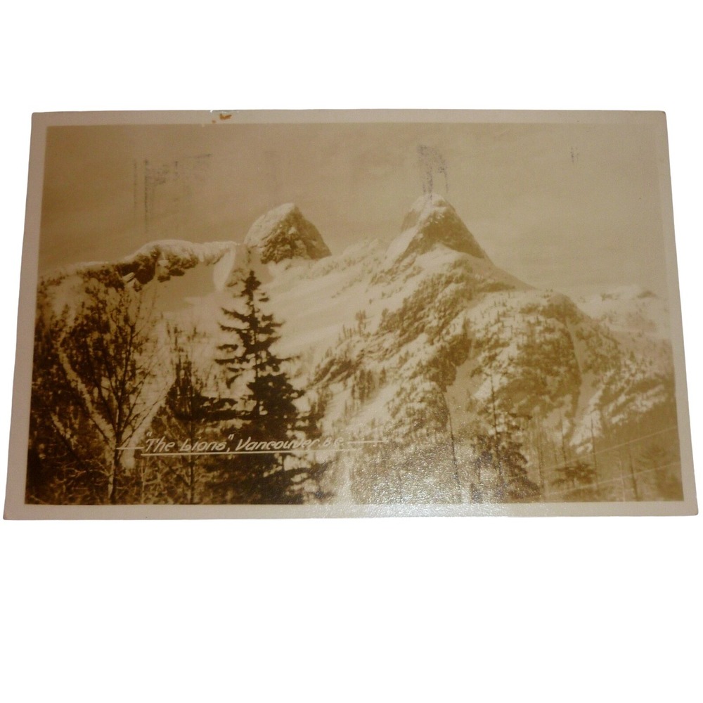 Vintage‎ RPPC Postcard The Lions Mountain Peaks Vancouver BC Canada 1927